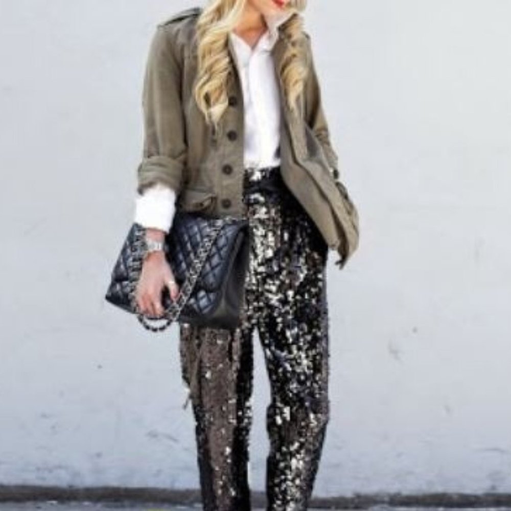 Sadey With Love Black Sequin Pants - Size 5 NWT